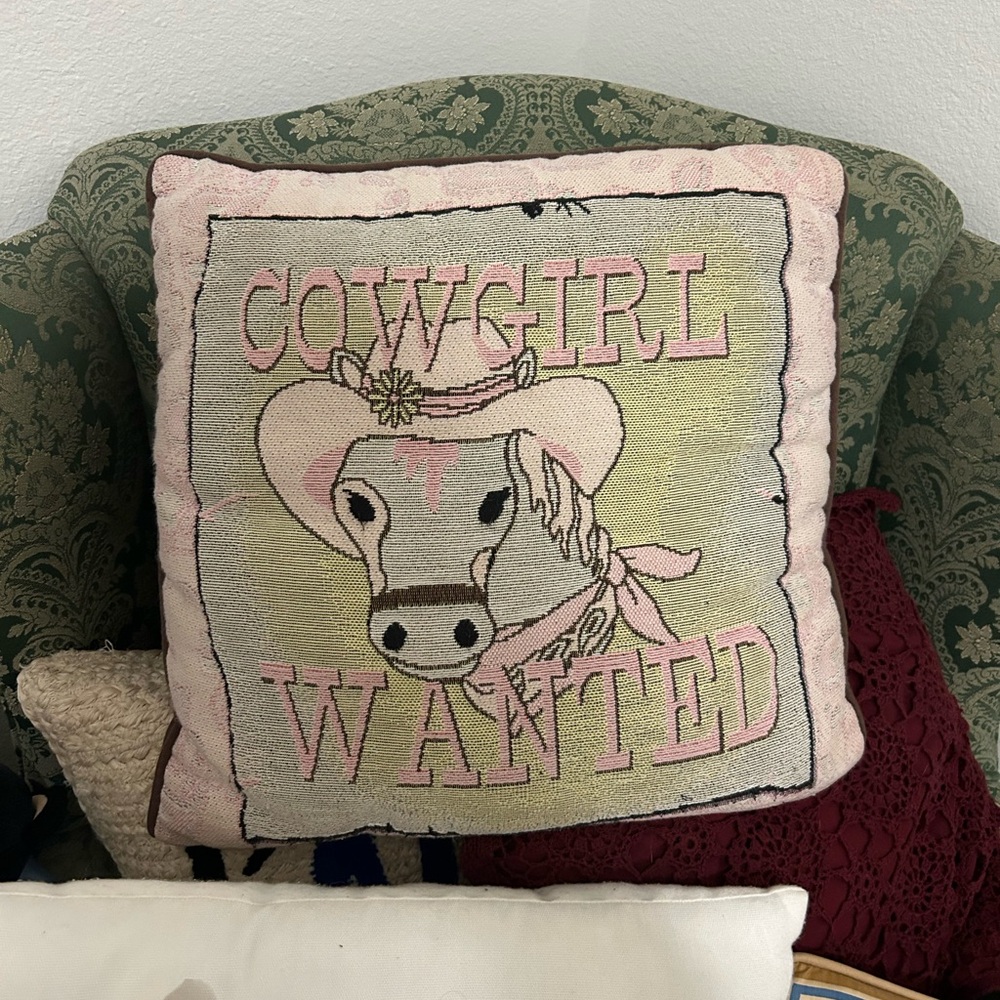Cowgirl Wanted Pillow with Horse Design